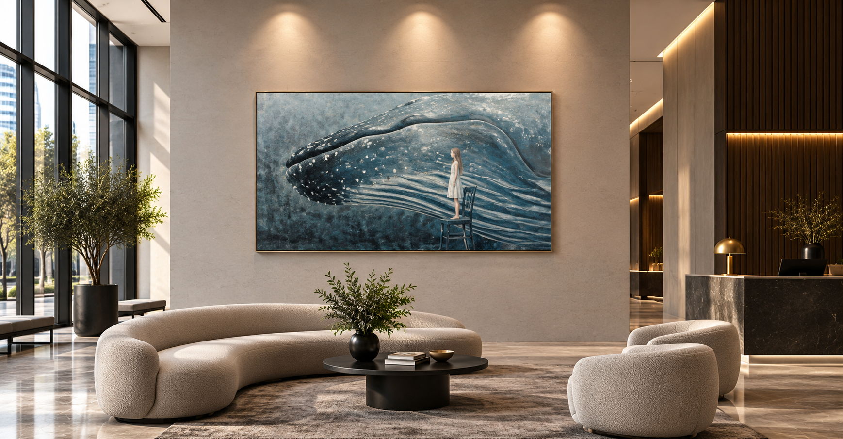 Art placement in a hotel lobby